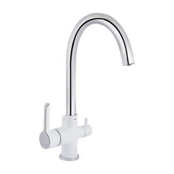 Смеситель для кухни Qtap Grand с подключением для питьевой воды QTGRA362CRW45668 Chrome/White SD00051792 фото