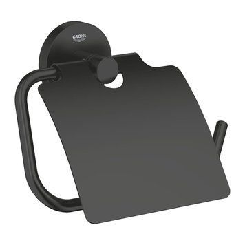 ESSENTIALS тримач туалетного папіру з кришкою, колір чорний матовий 95894 фото