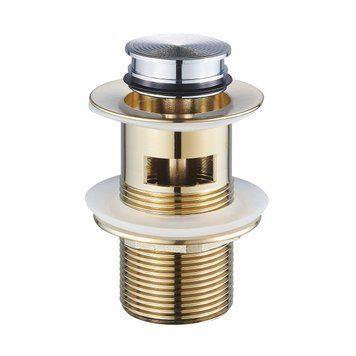 Донный клапан click-clack с переливом, без керамической накладки, латунь, 1 1/4", cepillado oro 94269 фото