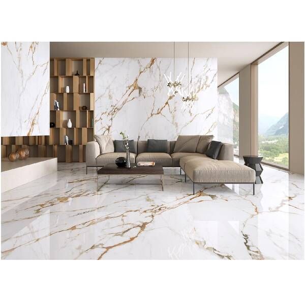 Керамогранит ITT Ceramic Calacatta Gold Polished 6mm 120х300 см 534333 фото