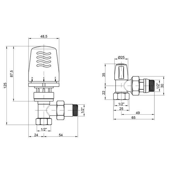 Термокомплект Icma 1/2" з антипротіканням кутовий №KIT_1100+774-940+805-940 SD00023648 фото
