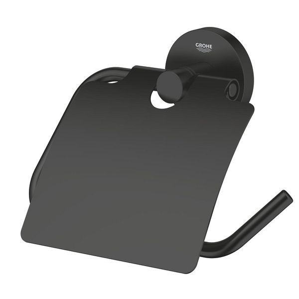 ESSENTIALS держатель туалетной бумаги с крышкой, цвет черный матовый 95894 фото