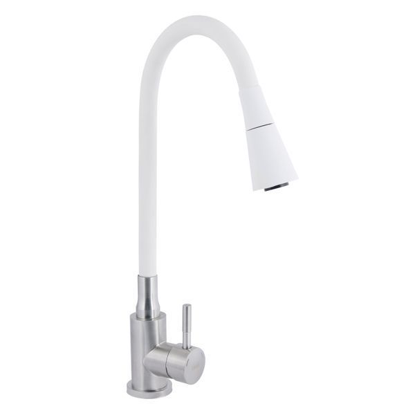 Змішувач для кухні Lidz Aria 015F31 з гнучким виливом (k35) LDARI015F31WNK36981 White / Nickel SD00043084 фото