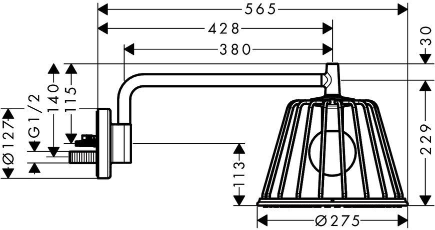 Axor Lamp Shower Душ верхній з лампою, поворотний, 1 вид струменя 41134 фото