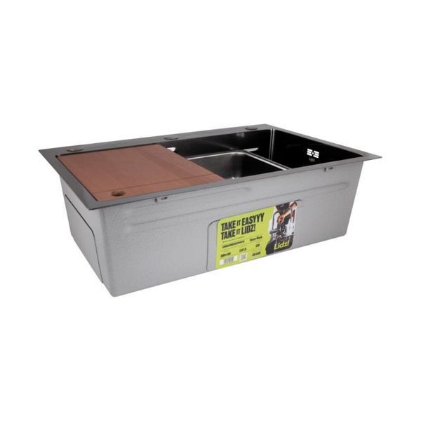 Акционный набор Lidz: мойка H6845 D&eacute;cor Blaсk 3,0/1,0 мм + Смеситель Aria для кухни с гибким изливом (k35) Black SD00057364 фото