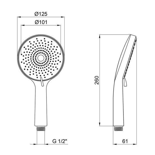 Лійка для ручного душу Lidz Niagara 32 120 мм округла LDNIA32GRP48536 Graphite SD00054660 фото