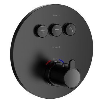 SMART CLICK змішувач прихованого монтажу (термостат 3-F, R, кнопки з регулюванням потоку), чорний матовий 82168 фото