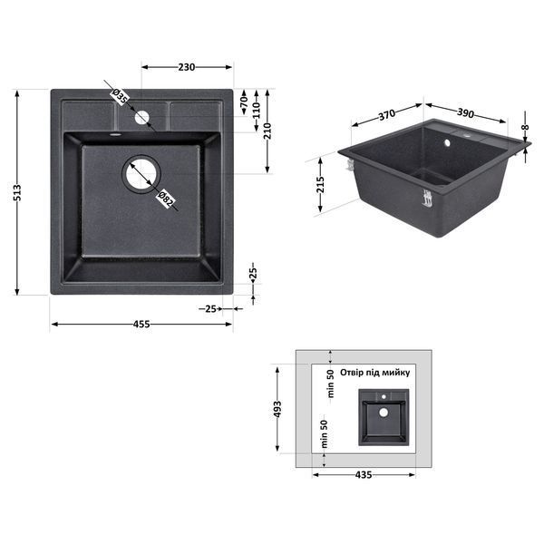 Кухонная мойка Lidz 460х515/200 BLM-14 (LIDZBLM14460515200) SD00042425 фото