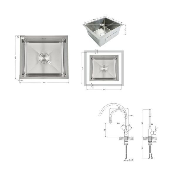 Акционный набор Lidz: мойка H4843 Brushed 3,0/1,0 мм + Смеситель Aria для кухни с гибким изливом (k35) Grey SD00057345 фото