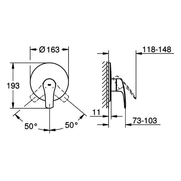 Змішувач прихованого монтажу для душу Grohe Eurosmart 194512433 чорний матовий 564160 фото