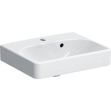 SMYLE SQUARE умывальник 45*16*36см, с асимметричным переливом, отв для смесителя в центре, перелив видимый 85162 фото