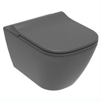 SOLO Rimless унітаз підвісний, сидіння тверде Slim slow-closing 51*35,5*33 см, колір антрацит мат 78959 фото