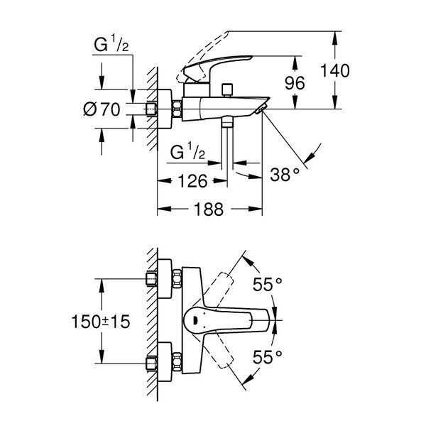 Смеситель для ванны GROHE EUROSMART 33300003, хром 85674 фото