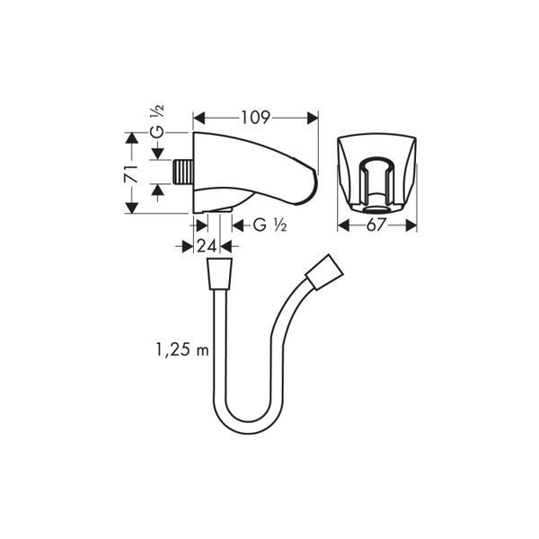 Porter E - тримач зі шлангом HANSGROHE 27507000 13090 фото