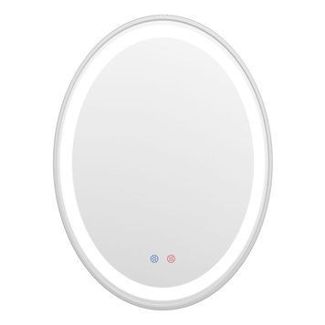 Зеркало овальное 60*80см, в алюминиевой раме, с подсветкой, диммером, зеркала с подогревом, брошенный никель. 79001 фото
