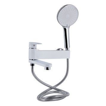 Смеситель для ванны Qtap Jay с поворотным изливом (c душевым гарнитуром) QTJAY260CRW45554 Chrome/White SD00051678 фото
