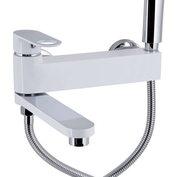 Смеситель для ванны Qtap Jay с поворотным изливом (c душевым гарнитуром) QTJAY260CRW45554 Chrome/White SD00051678 фото