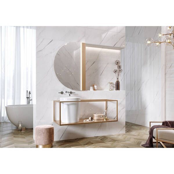 Плитка Opoczno Pl+ Carrara Chic White Chevron Structure Glossy 29x89 см 459850 фото