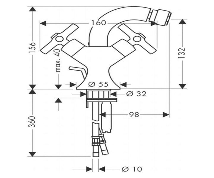 Axor Terrano - змішувач на біде (хрестики) сатінокс HANSGROHE 37230810 13396 фото