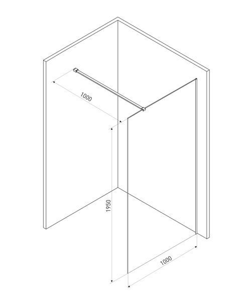 Стінка Walk-In 90*190см, прозоре скло 8мм + профіль стіновий 1900мм для Walk-IN + тримач скла (D) 1000мм 64141 фото