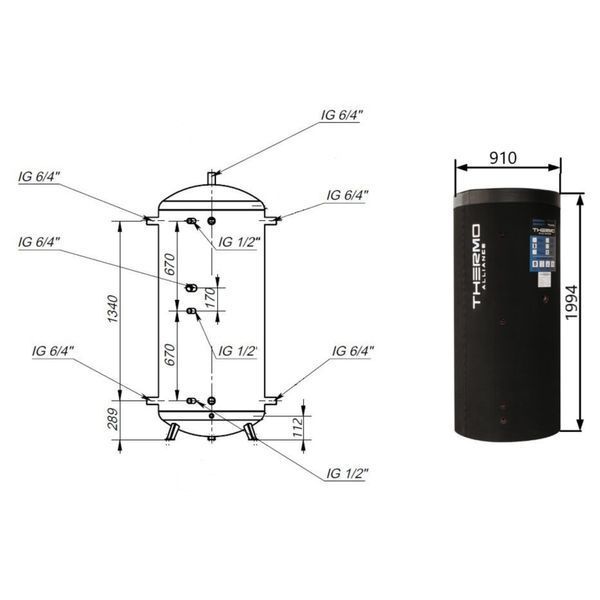 Теплоаккумулятор Thermo Alliance TA-ТАМ-00 1000 с изоляцией 60 мм SD00047695 фото