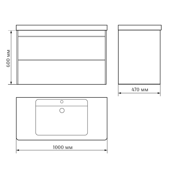 Комплект меблів: тумба + умивальник VILLEROY&BOCH VERITY DESIGN, 100см, білий матовий 103097 фото