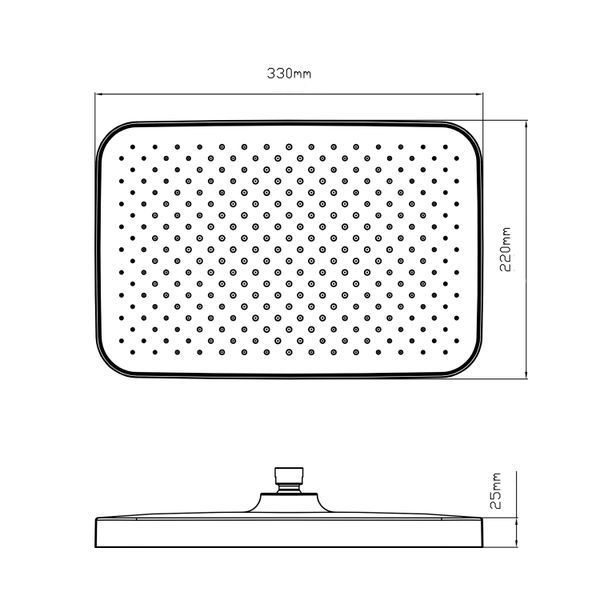 Лейка для верхнего душа Qtap Hlavova 330х220 мм прямоугольная QTHLA107BLM45945 Black Matt SD00052069 фото