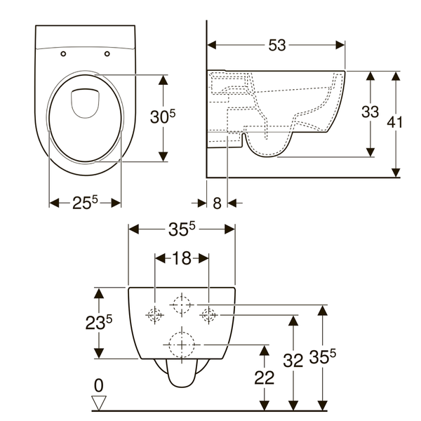 ICON чаша подвесного унитаза Rimfree, закрытая форма, белый 83665 фото