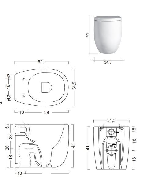 MILK унітаз підлоговий Rimless 52 см, колір білий матовий 99371 фото