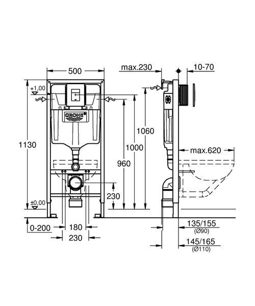 RAPID SL інсталяція для підвісного унітазу 1,13 м, 5в1 GROHE 38827000 12756 фото