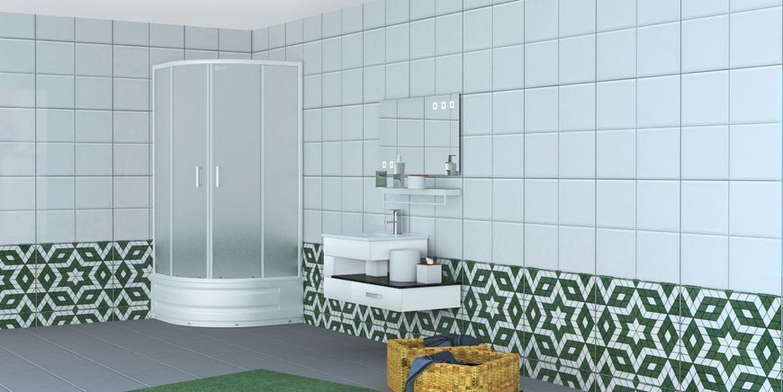 TISZA MELY душевая кабина 90*90*200см, на глубоком поддоне, профиль белый, стекло Zuzmara 24401 фото