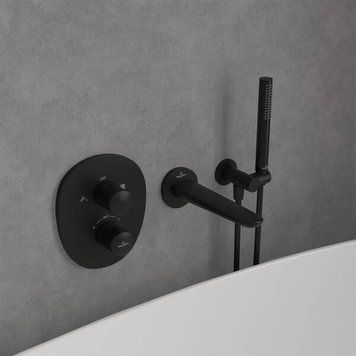 Змішувач прихованого монтажу для душу Villeroy&Boch Antao TVS111002000K5 з термостатом, чорний матовий 581080 фото