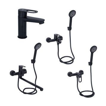 Комплект смесителей для ванной комнаты Lidz Latwa 001Black+Lidz Latwa 006Black+Lidz Latwa 005Black+Lidz Latwa 010Black SD00053698 фото