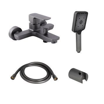 Комплект Qtap Lipno: Смеситель для ванны QTNH3023101DG + Душевой комплект (QTRUCA145S1GRP+QTHADPVC160G+QT829910842854GRP) SD00053397 фото