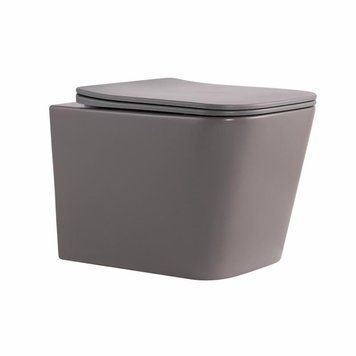 Унитаз подвесной Qtap Tern Ultra Quiet 520&times;345&times;325&nbsp;мм, Stone grey, с сиденьем Slim Duroplast / Soft-close / Quick Release QTTER26SG49000 SD00055124 фото
