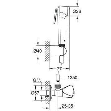 Tempesta-F Trigger Spray 30 Душевий набір з кутовим вентилем, 1 тип струменю, хром 53132 фото