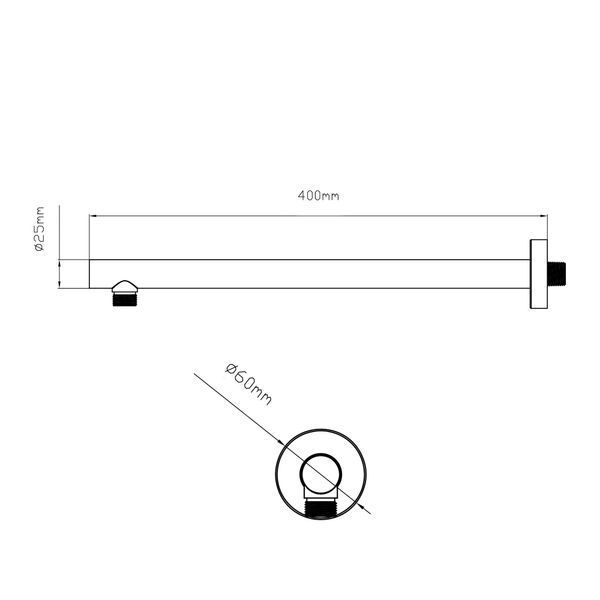 Кронштейн для верхнього душу Qtap Trubice 370 мм округлий QTTRU120BLM45927 Black Matt SD00052051 фото