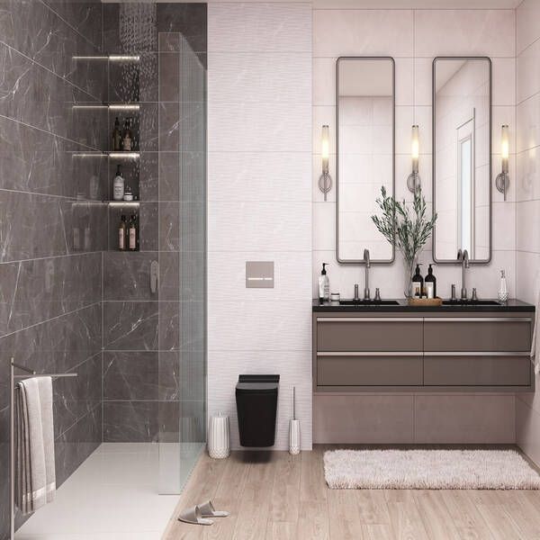 Плитка Ceramica Deseo Etania Silver Decor Waves 30х90см декор 534674 фото