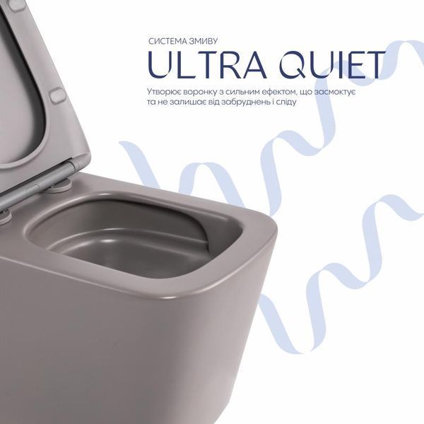 Унітаз підвісний Qtap Tern Ultra Quiet 520&times;345&times;325 мм, Stone grey, з сидінням Slim Duroplast / Soft-close / Quick Release QTTER26SG49000 SD00055124 фото