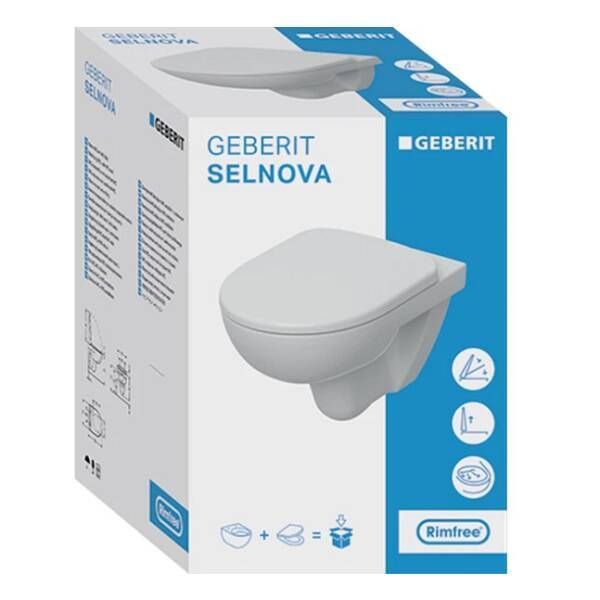 Унітаз підвісний Geberit Selnova Rimfree 501.751.00.1 із сидінням Soft Close 535598 фото
