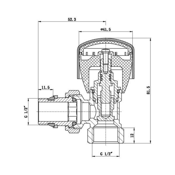 Кран радіаторний Thermo Alliance Standart Powerful 1/2" з антипротіканням кутовий SF232W15 SD00021137 фото