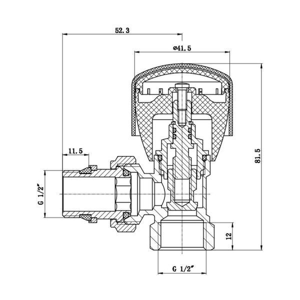 Кран радіаторний Thermo Alliance Standart Powerful 1/2" з антипротіканням кутовий SF232W15 SD00021137 фото