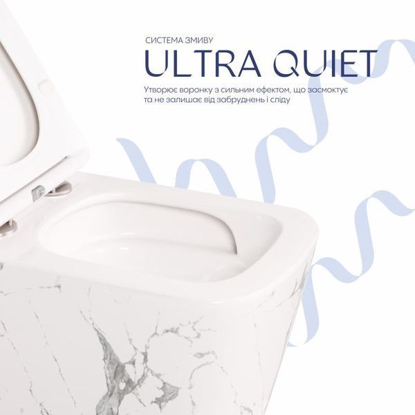 Унітаз підвісний Qtap Tern Ultra Quiet 520&times;345&times;325 мм, Marble, з сидінням Slim Duroplast / Soft-close / Quick Release QTTER26MR49002 SD00055126 фото