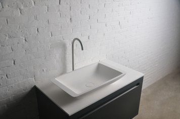 Умивальник 59,5*34,5*10,5см накладний кам`яний Solid surface 62192 фото