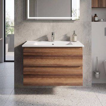 Тумба Creavit Alinda AD0080.10.VV 80 см с раковиной SU, Walnut (грецкий орех) 605588 фото