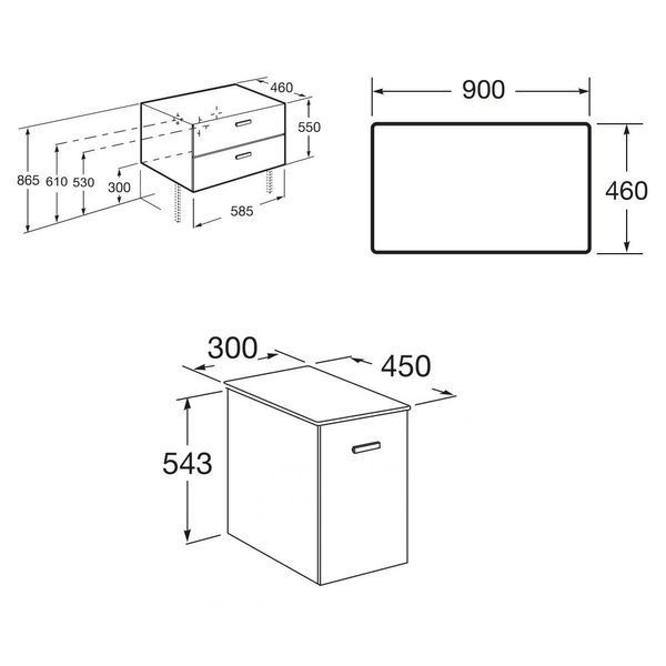 VICTORIA BASIC MODULAR комплект 89см: тумба 59см під накладний умивальник; модуль 30см із дверцятами; стільниця89 см; колір:білий/білий/дуб 96444 фото
