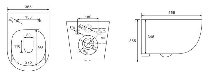 TOLEDO Rimless унітаз підвісний 55,5*36,5*35,5см, сидіння Duroplast Slim slow-closing 89115 фото