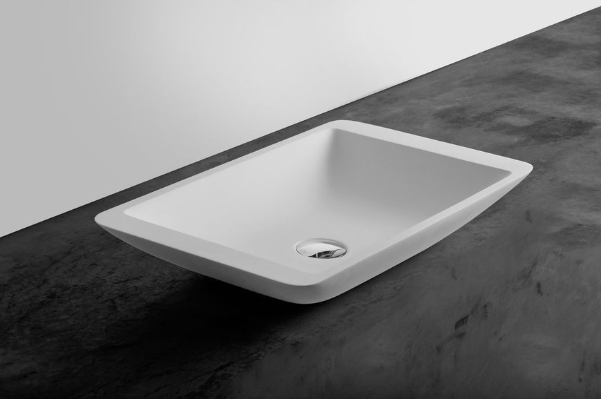 Умивальник 59,5*34,5*10,5см накладний кам`яний Solid surface 62192 фото