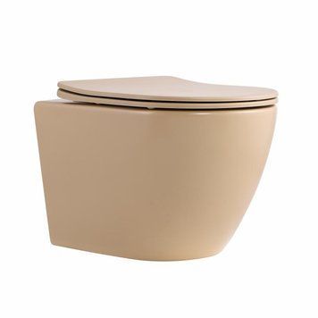 Унитаз подвесной Qtap Robin Ultra Quiet 520&times;365&times;340&nbsp;мм, Beige, с сиденьем Slim Duroplast / Soft-close / Quick Release QTROB26SB48997 SD00055121 фото