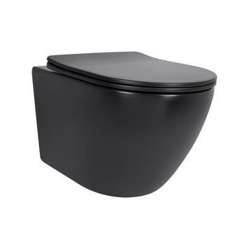 Унітаз підвісний Qtap Robin New Ultra Quiet безобідковий з сидінням Soft-close MATT BLACK QT13332381АSMB SD00052574 фото